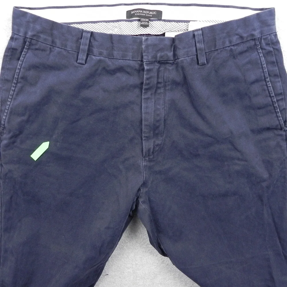 Banana Republic Emerson Chino Mens 33x34 Navy Blue Cotton Straight Leg Pants